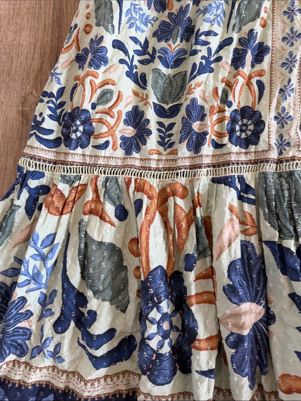 FARM Rio Ocean Tapestry Dress Embroidered Floral Mint Maxi - Picture 10 of 16